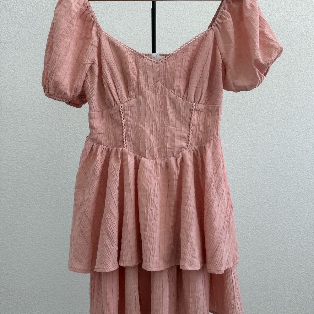 Pink Puff Sleeve Dress